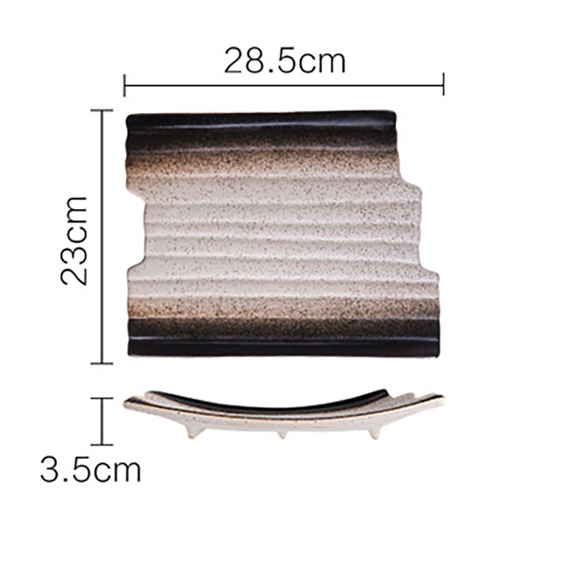FANCITY Retro ceramic plate, irregular dinner plate, sushi plate, restaurant special-shaped plate: 2