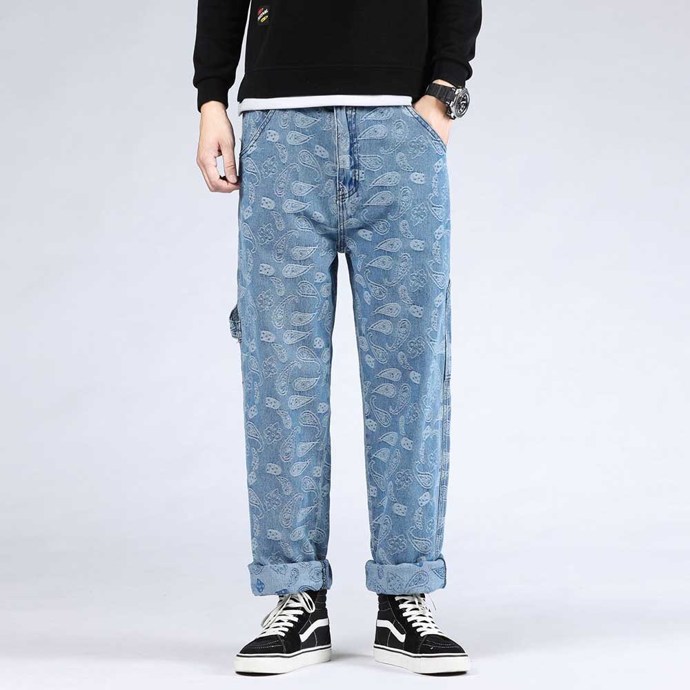 Hiphop harem jeans plus size heren casual denim broek losse baggy rechte broek streetwear herenkleding: 44