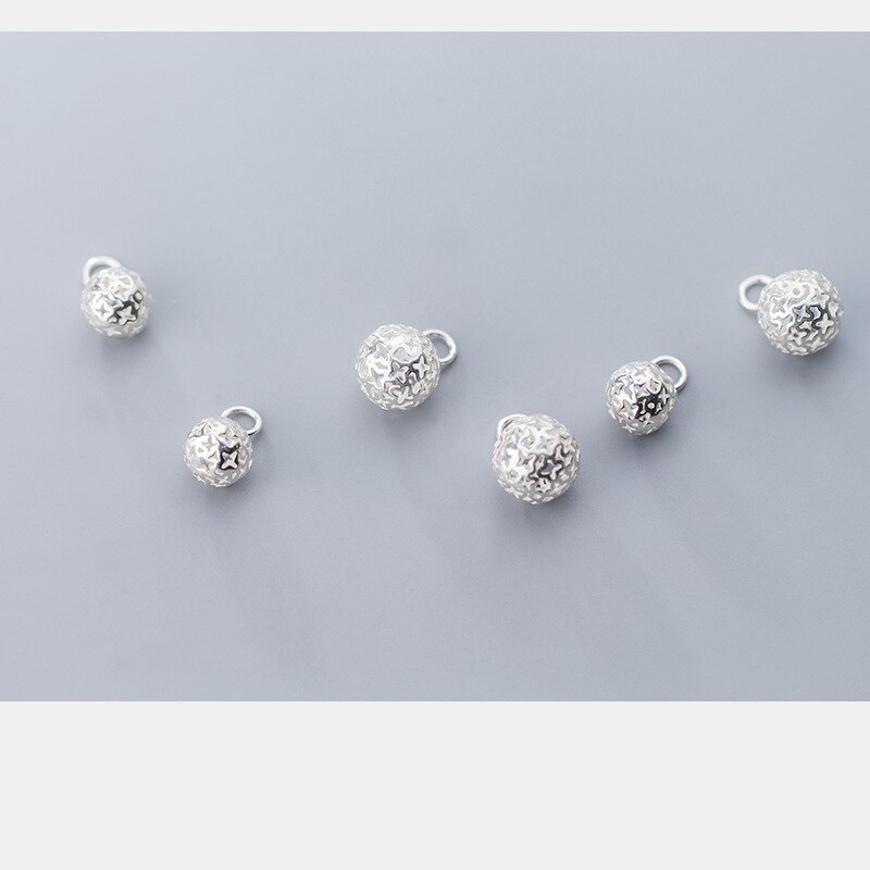 100% 925 Sterling Zilver Ronde Bal Ornament Charms 10Mm 12Mm Holle Ambachtelijke Zilveren Hangers Diy Fancy Sieraden Maken accessoires