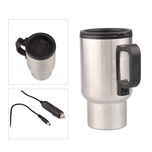 TOYL-calentador eléctrico de acero inoxidable para coche, taza térmica de 12V para café, té, de Viaje Taza, termo de botella de 450ML