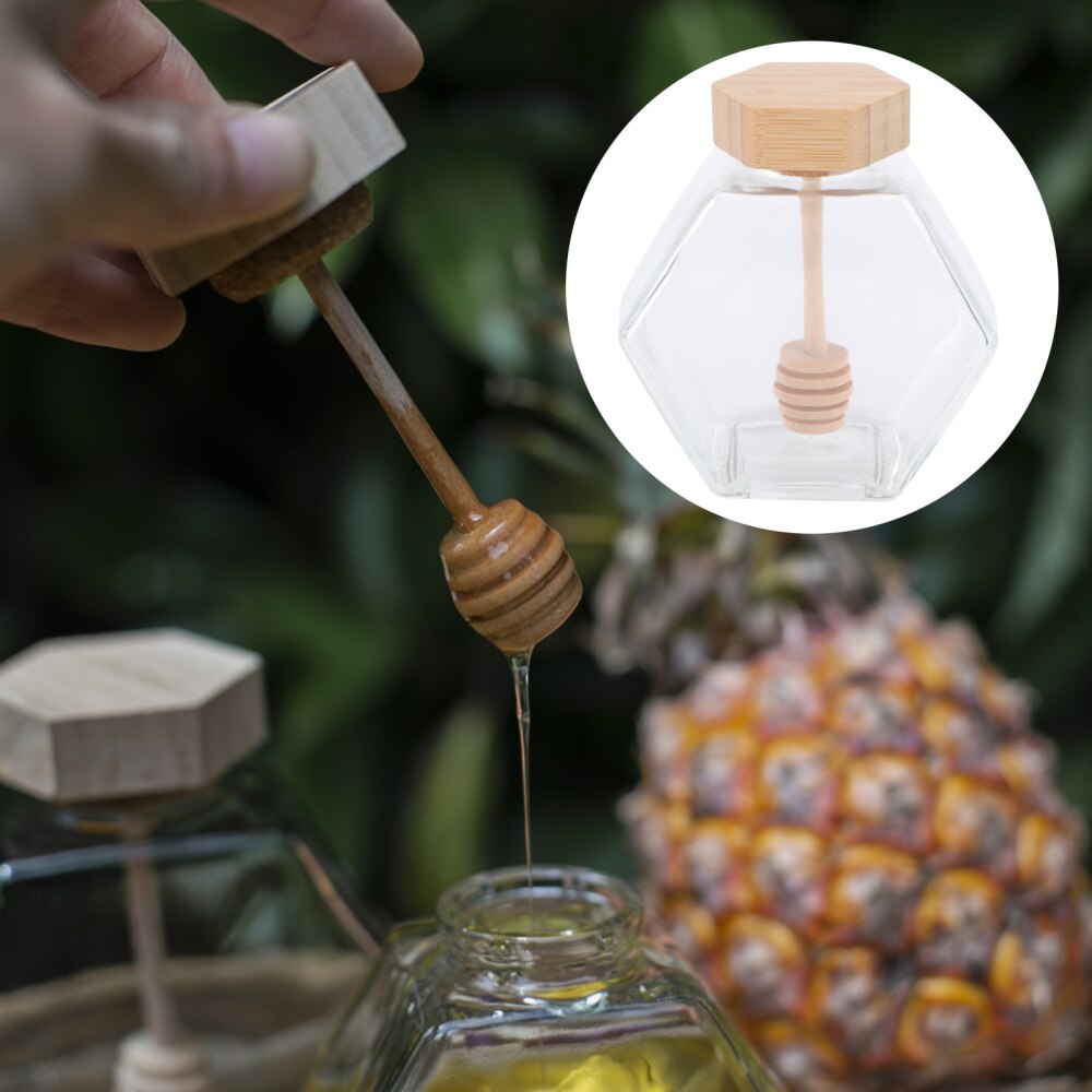 220Ml Afdichting Glas Honing Pot Milieuvriendelijk Clear Jampot Met Dipper Voor Home Kitchen Gebruik