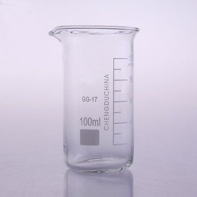 100 Ml Tall Vorm Beker Chemie Laboratorium Borosilicaatglas Transparante Beker Verdikte Met Uitloop