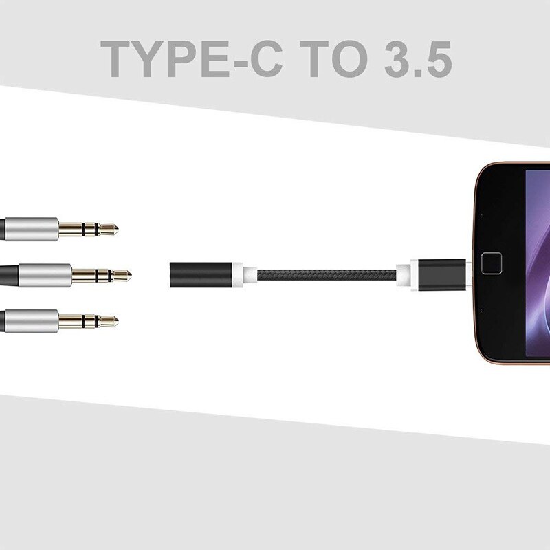 Typec Headphone Adapter For Huawei Xiaomi Earphone Headphone Cable Adapter USB-C To 3.5mm Jack Aux Cable Portable Universal