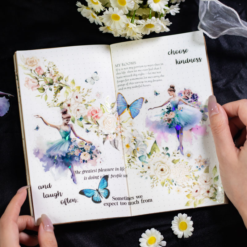 Pegatinas de baile Kawaii para chica bonita, accesorios decorativos para álbum de recortes, adhesivos para manualidades, suministros para diario, 10 piezas