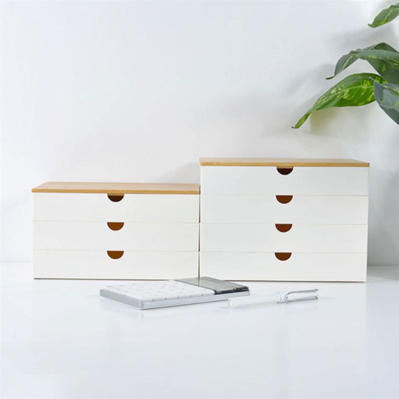 Japanese-style Storage Box with Bamboo Lid Desktop Organizer Cosmetic Rack