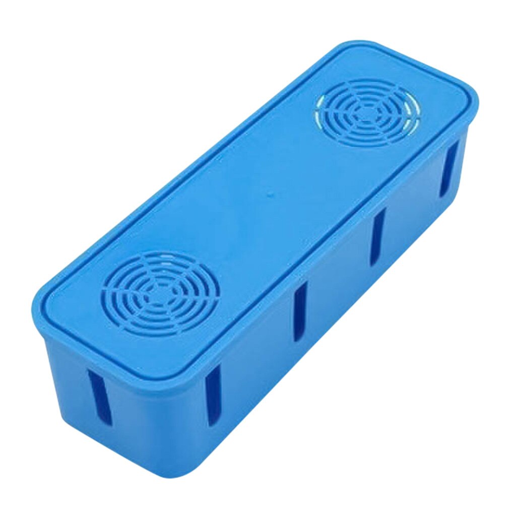 Safety Socket storage box with lid wire Organizer power cord cable Container cable management case home decor: Blue 