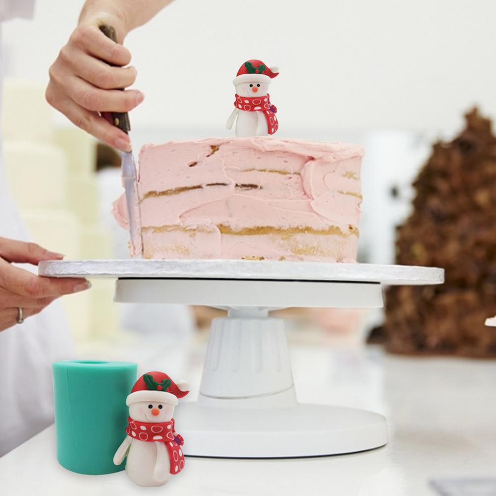 Moldes de silicona de muñeco de nieve para Navidad, moldes para postres de velas 3D, utensilios para decoración de tortas con Fondant, molde de escayola de adorno de resina