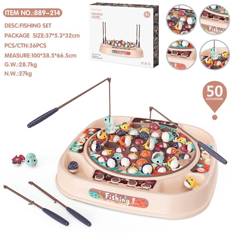 3 Om 6-Jaar-Oude Vissen Speelgoed Familie Simulatie Draaiende Elektrische Speelgoed Muziek Verlichting Ouder-kind Interactieve kinderen: 2