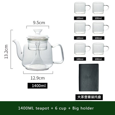 700/1400ml stor kapacitet glas te gryde kog te ware glas dampende tekande gaskomfur varmebestandig glas gryde vand kedel