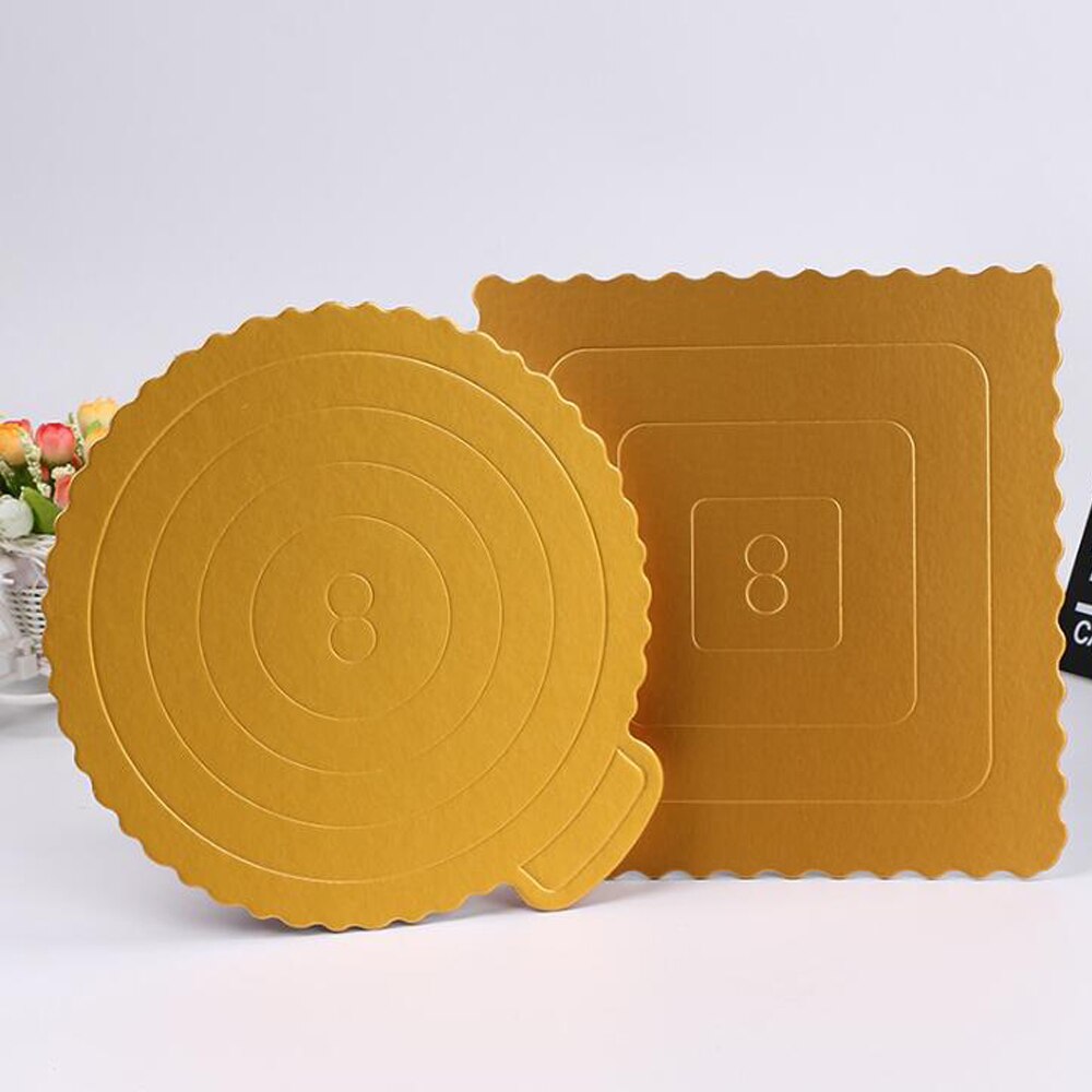 20PCS Round/Square Mousse Cake Boards/Mat Food Grade Paper Kitchen Baking Accessories Gold Year Wedding Cake Displays Tray