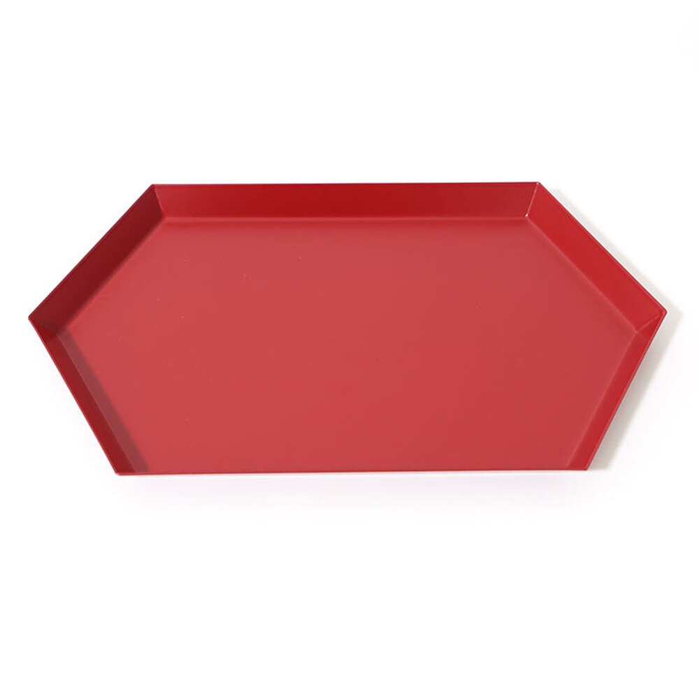 Colorful Metal Storage Trays Chic Geometric Combo Organizer Plate Desktop Decor Jewelry Display Trays Tea Set Dessert Plates: Red L