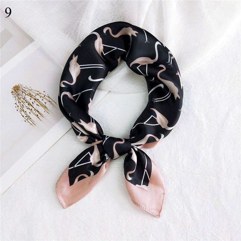 Foulard carré en soie imprimé pour femme, petit foulard de cou, bandeau pour cheveux, foulard, foulard, bandana, châle: 9
