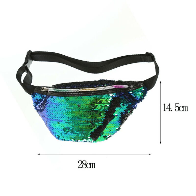 Paljetter midje vesker dame belte vesker fanny packs bum bag telefon glidelås midje veske