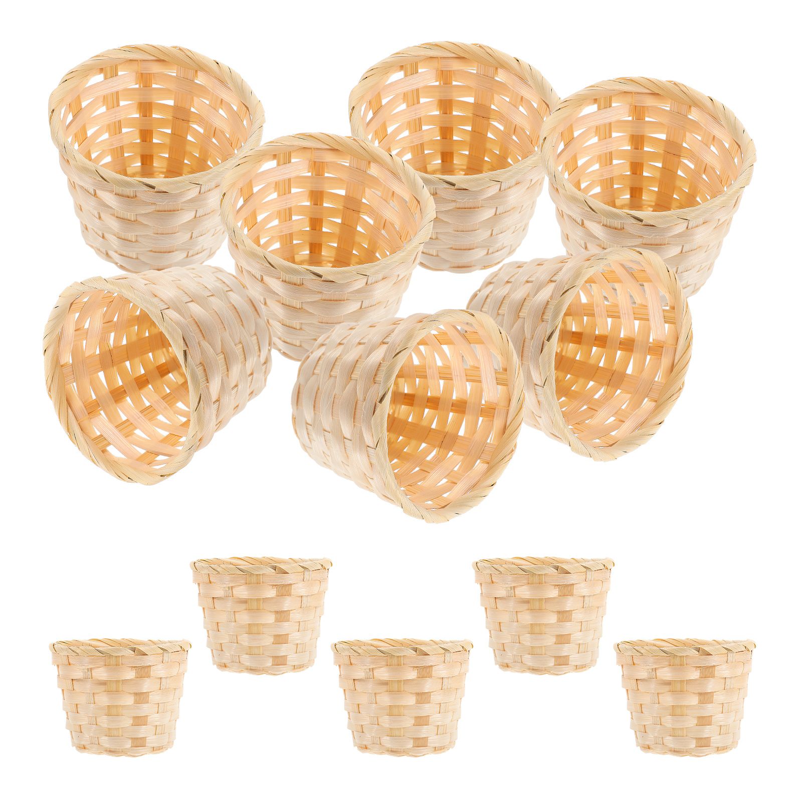 Panier tissé en bois de bambou, 12 pièces, Mini paniers de rangement rectangulaires, décoration de maison, conteneur fait à la main, boîte de rangement pour la maison