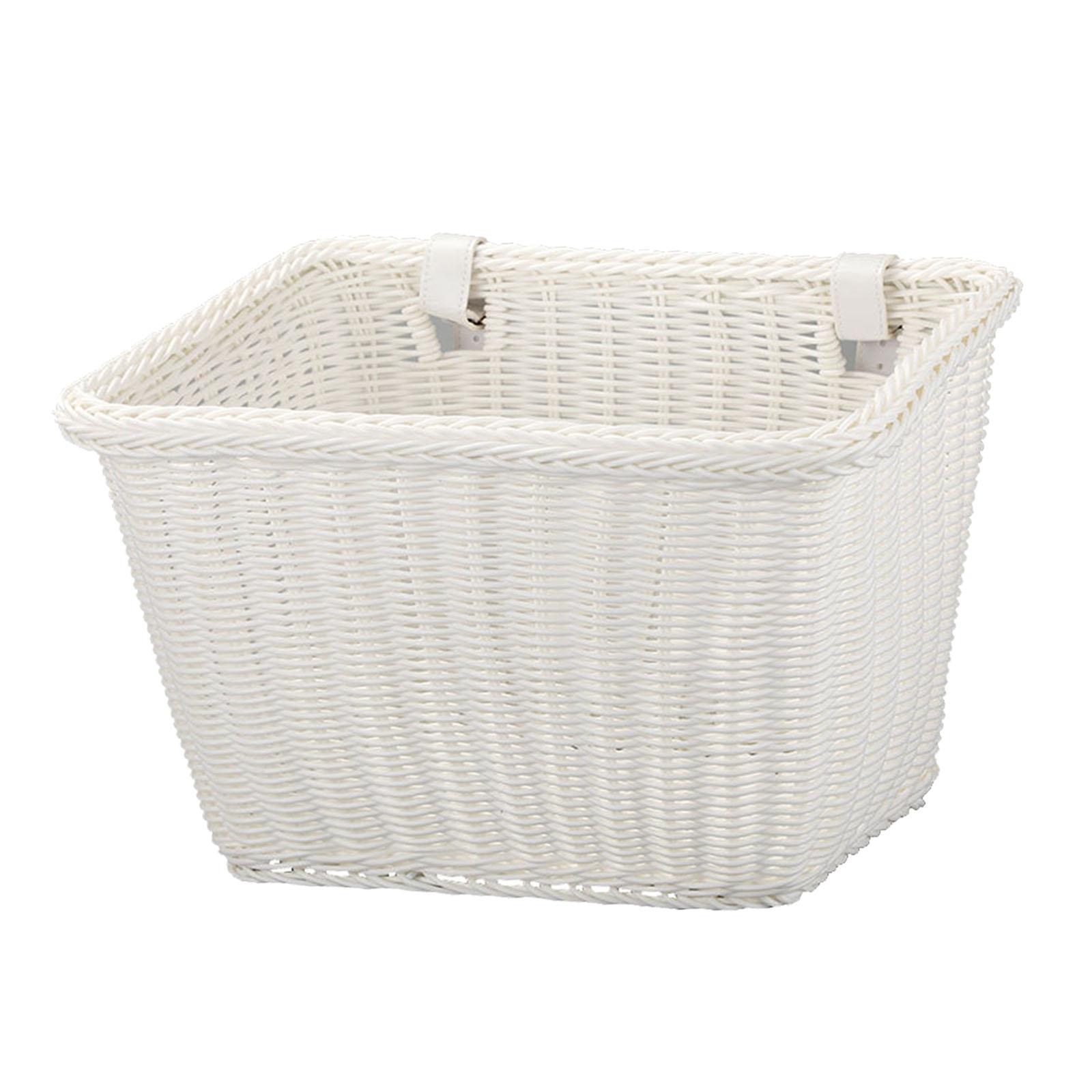 Bike Basket Tricycle Basket with Straps Portable Woven Basket Sundries Container Bicycle Front Handlebar Basket for Riding: WHITE