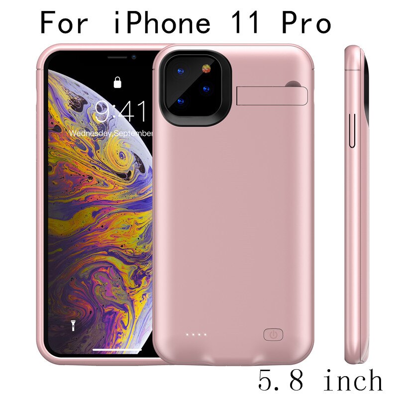 Battery Charger Case For iPhone 11 Pro Max Power Case Slim shockproof Power Bank Charging Cover For iPhone 11 Charger Back Pack: i11 Pro-Pink