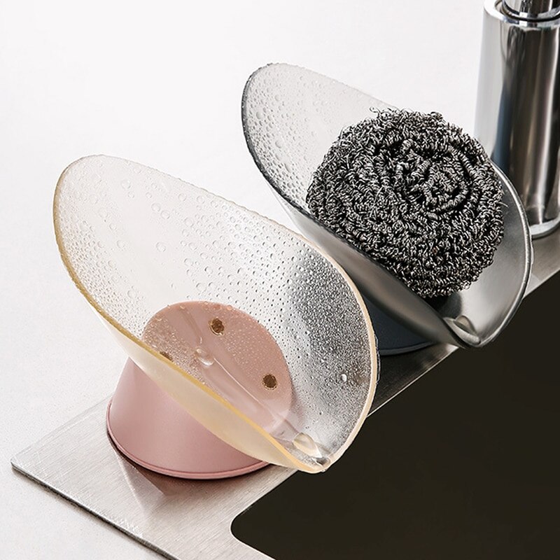 Self-Adhesive Soap Sponge Holder Drain Box Tilt Storage Drying Rack Dishes Bathroom Clean Finishing Tools Drying Boxes