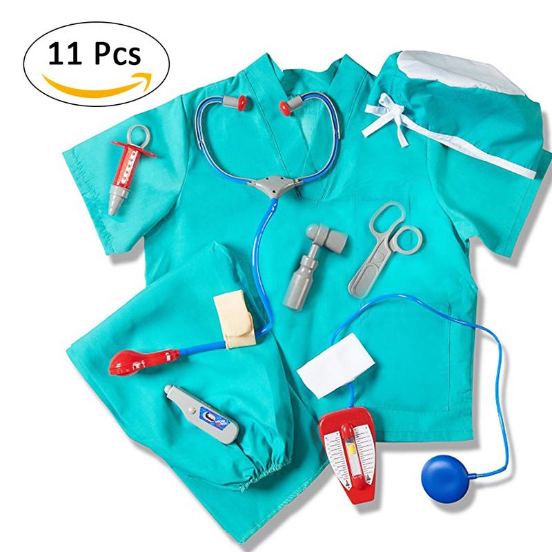 Child&#39;s Blue Doctor Dress up Surgeon Costume Set and Accessories: Default Title