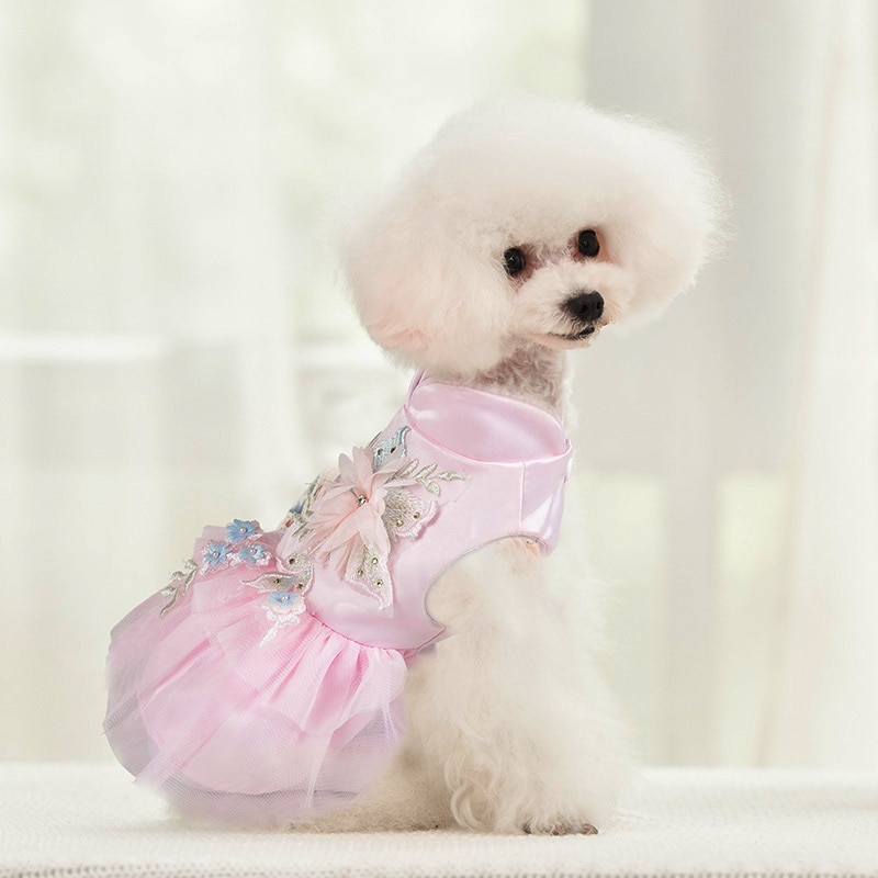 Satin Pet Clothes Princess Wedding Dog Dress for Small Dogs Summer Yorkshire Costume Tutu Skirt for Cat 10A