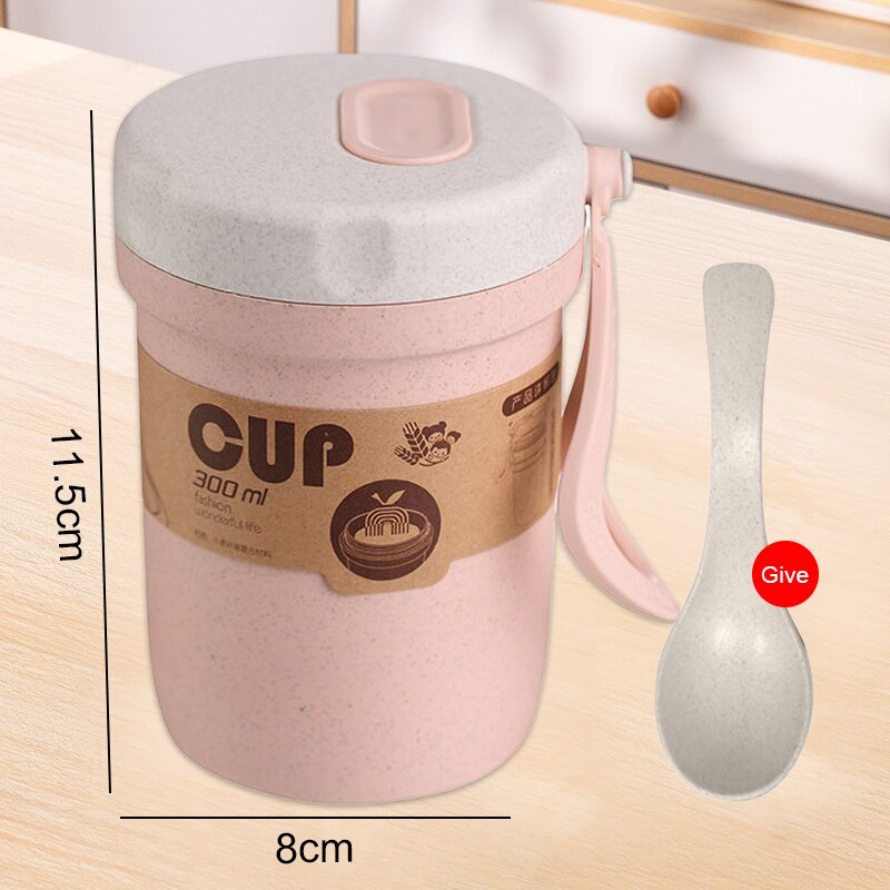 3 Lagen Lunchbox 900Ml Draagbare Tarwe Stro Bento Boxs Magnetron Dinnerwaer Foos Opslag School Kantoor Voedsel Container: Pink3