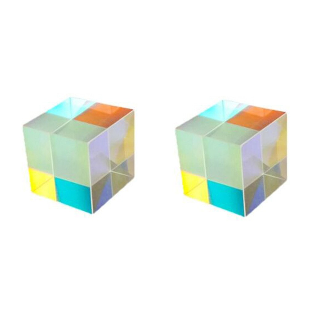 Cmy Op-Tic Pr-Ism Cubes-Optische Glazen Prisma, rgb Dispersie Zes-Zijdige Leren Ontwikkelen Educatief Speelgoed Voor Kinderen: 2pcs