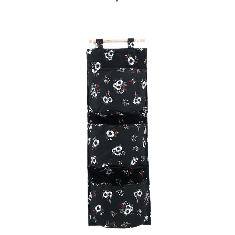 Bolsa de almacenamiento colgante con estampado de lino y algodón, organizador de juguetes y cosméticos, 3 bolsillos, montado en la pared: D