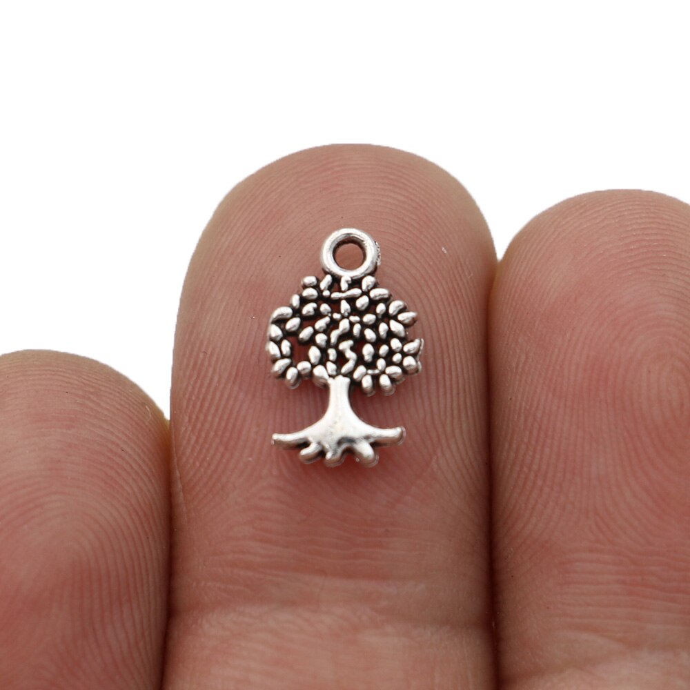 10Pcs Tibetaanse Silver Tone Plated Tree Of Life Charms Hangers Voor Armband Ketting Sieraden Maken Diy Handgemaakte 13x8mm: 10pcs-small