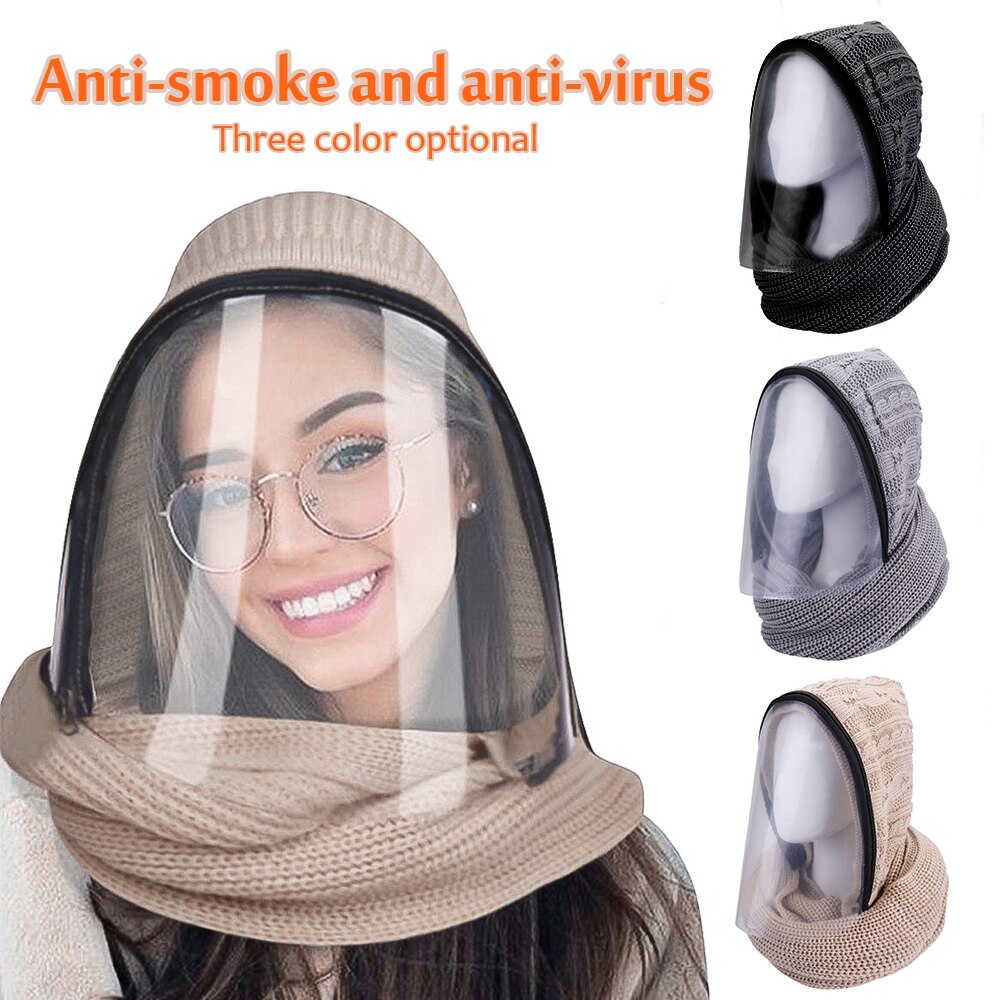 Hooded Face Wear Full Face Mask Outdoor Protector Sports Headwear Scarves Transparent Hooded Adult Hat Winter Warm Scarf