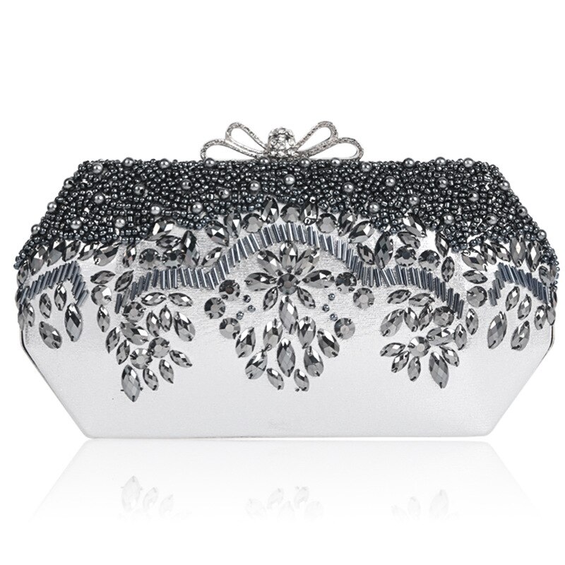 Luxus Frauen Abend Taschen Diamant Strass Perlen Perlen Hochzeit Kupplung frauen Geldbörse Handtaschen Dame Brieftaschen Kupplung Partei Tasche: gray