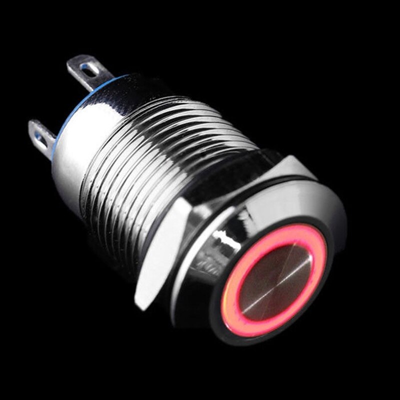 1Pcs 12Mm 12V Auto Aluminium Led Vermogen Push Button Metal Switch Klink