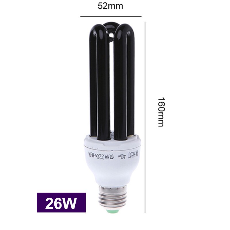 Bombillas UV negras de 13W-40W, luz ultravioleta E27, 220V, 12V, espiral BLB CFL, lámpara insecticida, luz fluorescente: Straight 26W / 12V