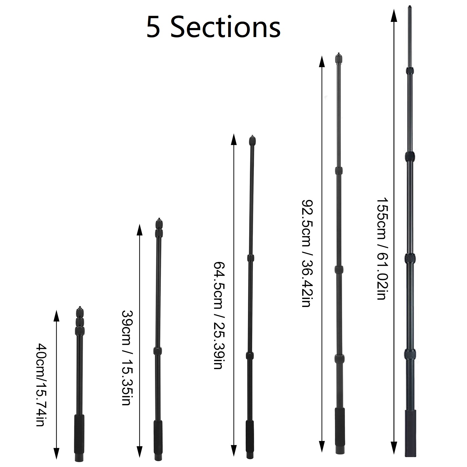 Mic Boom Arm Portable Soft Foam Handle Aluminium Alloy Microphone Stand Holder Boompole Mic Extension Arm with 1/4" Interface