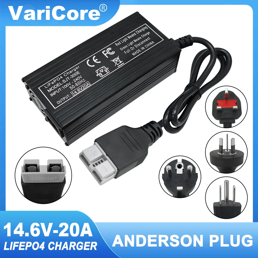12V 12.8v 20A 110-220V Lifepo4 Smart Charger 4S 14.6V 20A High Power Charger for Lifepo4 Battery Pack with Fan Aluminum Case: green / AU