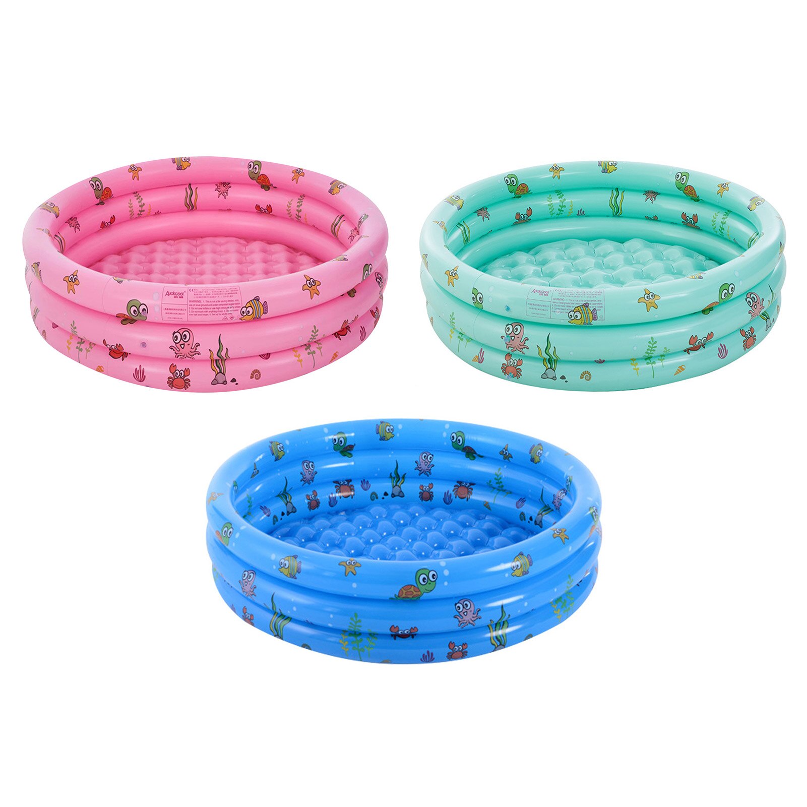 PVC Circular Printing Swimming Pool Layered Airbags Fishing Pole 130CM Three Ring Soft Paddling Pool Pink Toy Storage/sand Pools