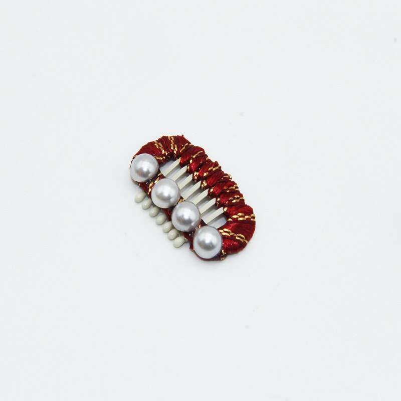 Pinza de acero para perros, Accesorios de belleza para el pelo de Yorkshire, decoración de perlas, BB, 1 pieza: Red wine