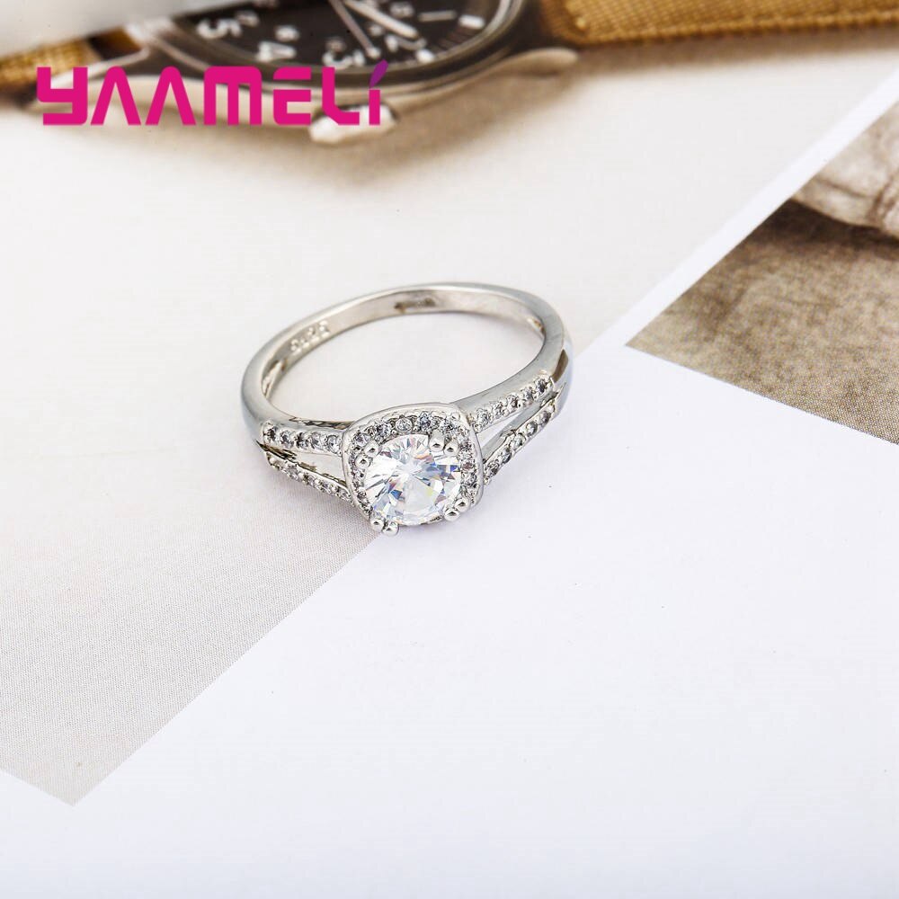 Klassieke AAA Zircon Engagement Rings 925 Sterling Zilveren Ring Voor Vrouwen Bruiloft Sieraden