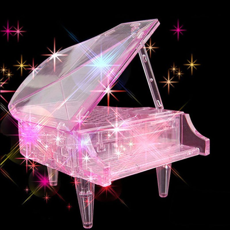 3d krystal klaverpuslespil med lys / musik hjemmebordsdekoration voksne børns intellektive læringslegetøj: Pk -2