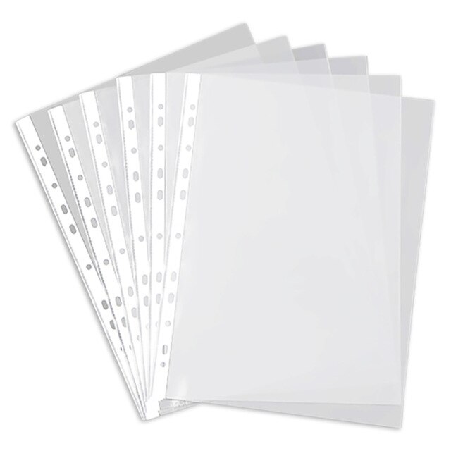 100pcs Sleeves Clear Sheet Page Pvc Protector Document Office Ring Binder For A4 Paper Waterproof Test Paper Sorting: Default Title