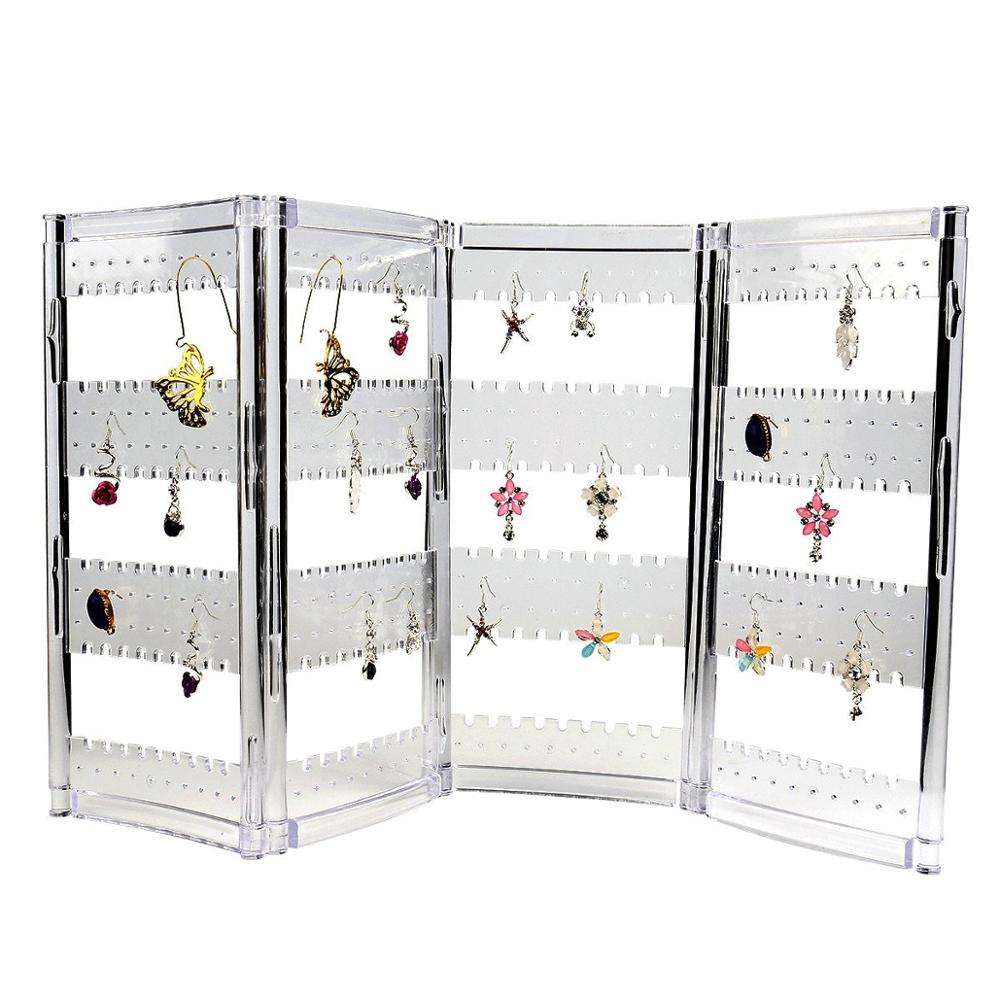 Earring Holder Jewelry Hanger Organizer Foldable Acrylic Jewelry Screen Display Stand Hanging Bracelets 2/3/4/5/6-Panel Holder