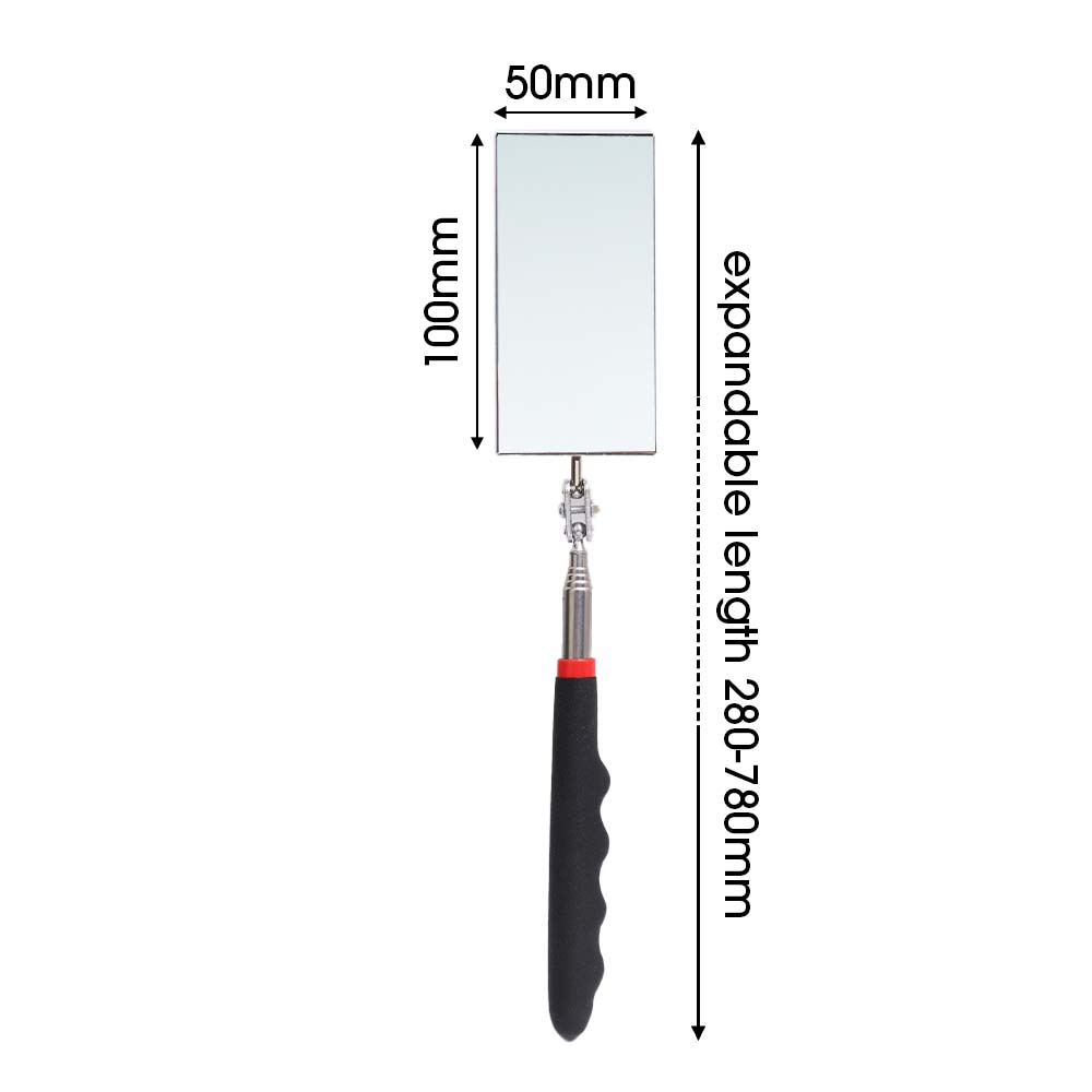 360° Inspection Mirror LED Light Telescoping Mirrors Extend Mechanic Tools Inspection Mirror Telescopic Handle Repairing Tools: White