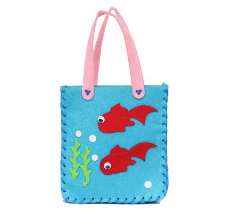 FAI DA TE Non Tessuto Borsa A Mano In Tessuto Fatti A Mano giocattolo Del Fumetto Stereo Pasta Arts & Crafts Giocattoli per la Scuola Materna Del Bambino Dei Bambini i principianti GYH: Blue fish