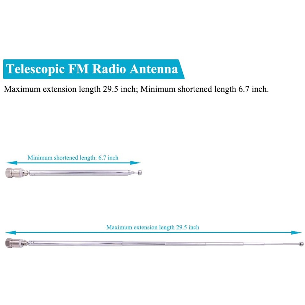FM Antenna Telescopic 75Ohm Screw F Type Male Plug Jack Connector Adapter FM Radio Antenna for AV Stereo Receiver Home Amplifier