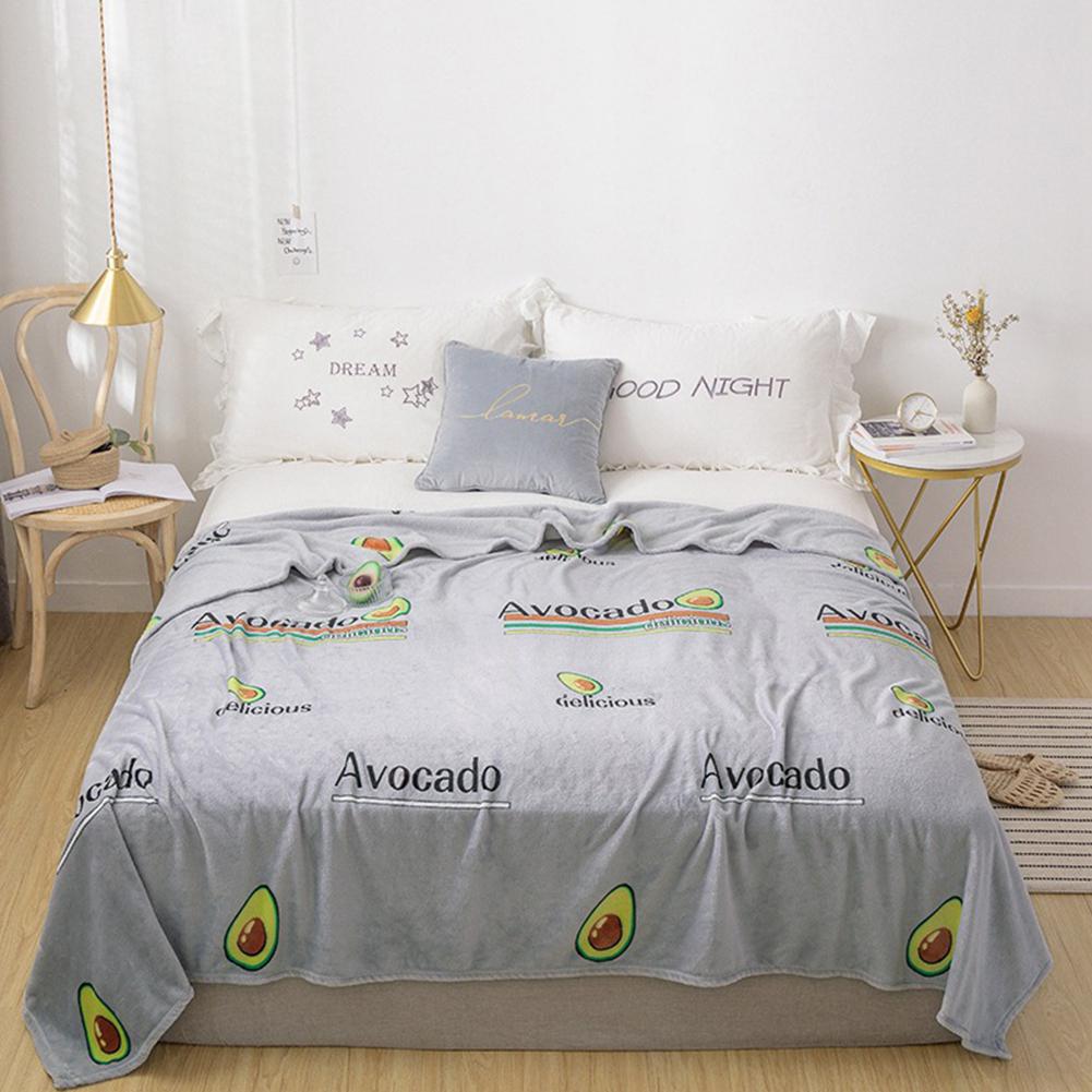 TPFOCUS Friendly Soft Blankets Bed Linen Warm Autumn Winter Printing Blanket for Home Bed Sheet Supplies: Avocado gray / 180x200cm
