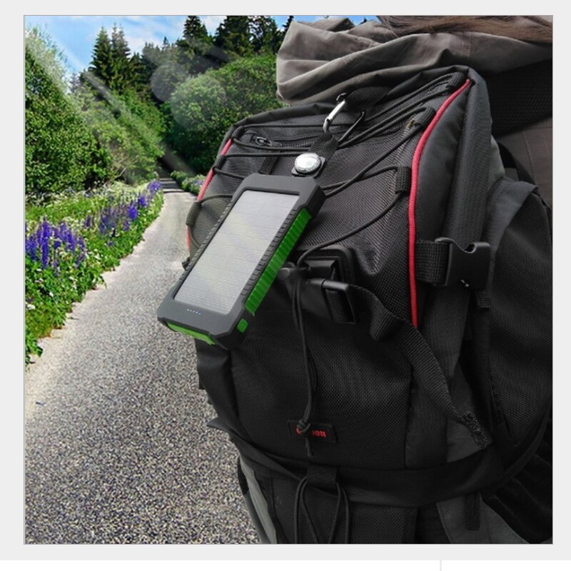 Universal Portable Waterproof Solar Power Bank 20000mah Dual-USB Solar Battery Charger for All mobilePhone Battery case