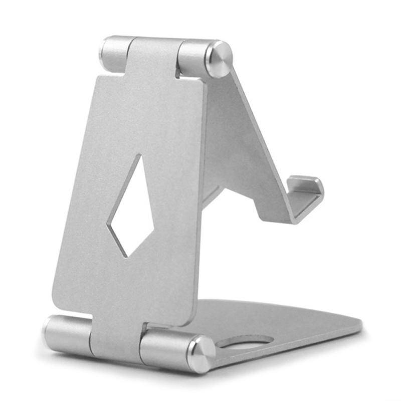 Draagbare Verstelbare Mobiele Telefoon Houder Voor Iphone Huawei Xiaomi Metalen Telefoon Mount Stand Bureau Tablet Folding Stand Desktop Stand: silver