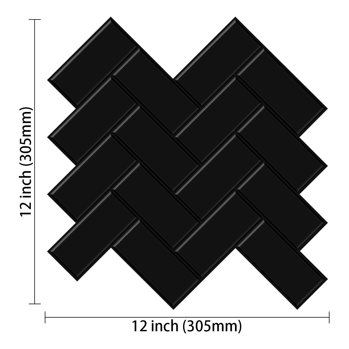 Black Herringbone Style Wall Tiles DIY Kitchen Backsplash Peel And Stick Tiles Waterproof Vinyl Wallpaper: VP414