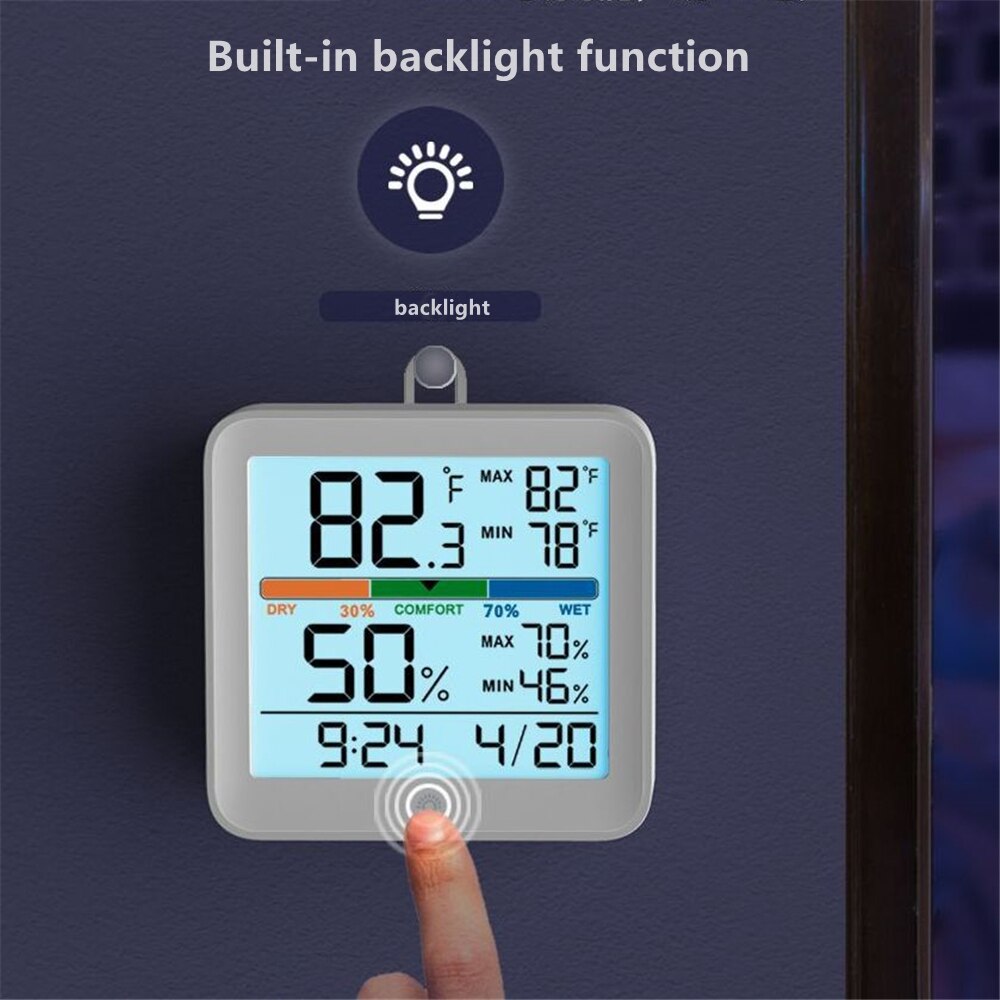 Digital Temperature Meter Backlight Thermo-hygrometer with Magnet Multifunctional Indoor Color Screen Thermometer Humidity Clock