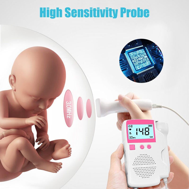 Doppler Foetale Zwangerschap Ultrasound Machine Baby Heartbeat Monitor Home Sonar Stethoscoop Zwangere Vrouwen Detector Geen Straling