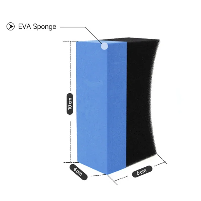 Esponja para encerar y pulir ruedas de coche, almohadilla de esponja de succión de agua, 10x6x4cm, cepillos para neumáticos, detalles automáticos, cepillo azul para ruedas de lavado de coches, 1/3 Uds.