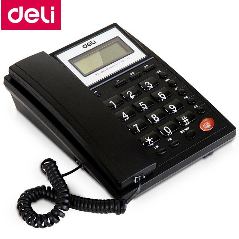 Deli 786- zits telefoonset met snoer, scherm, draaibare telefoon, nummerweergave en geheugen, kantoor, thuis